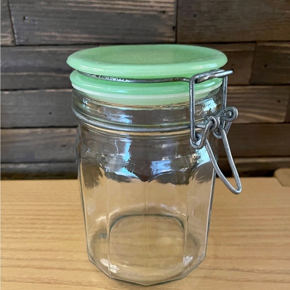 Accents Vintage Jadeite Lid Glass Canister Jar With Clamp Seal Poshmark
